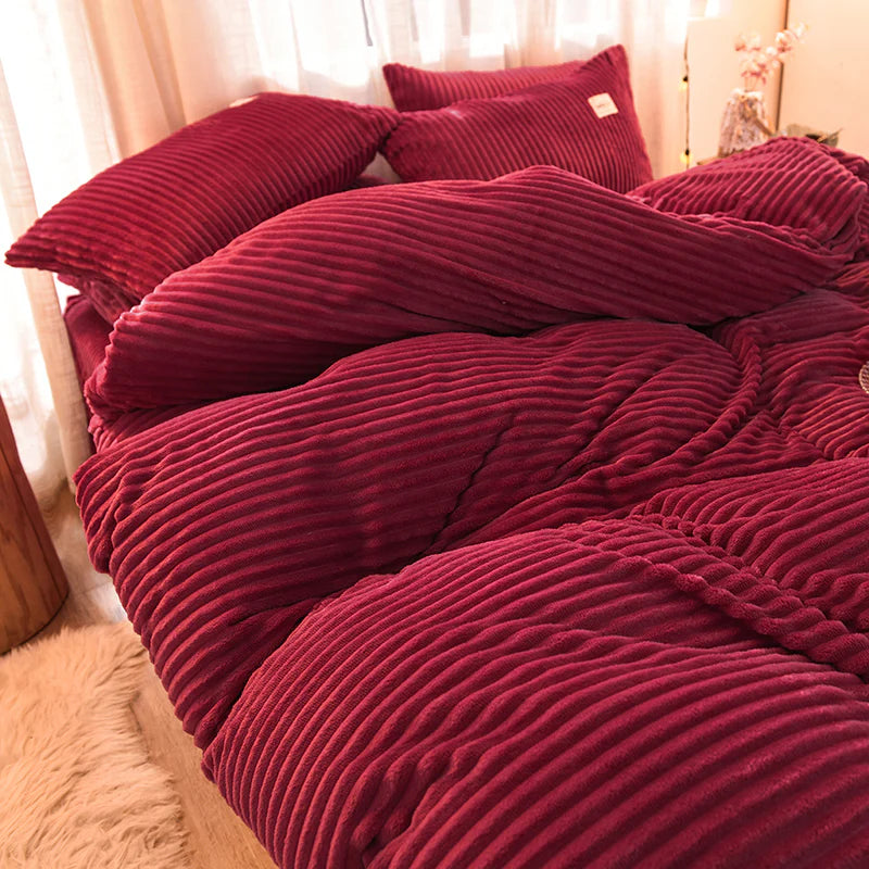 Luxury Corduroy Soft Velvet Fleece Quilt Set