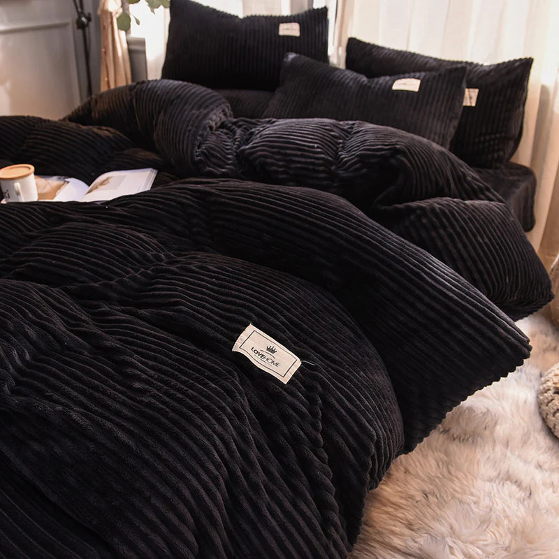 Luxury Corduroy Soft Velvet Fleece Quilt Set