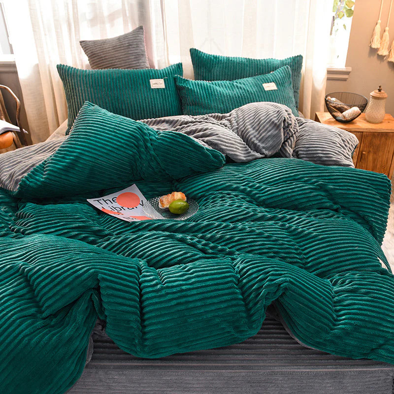 Luxury Corduroy Soft Velvet Fleece Quilt Set