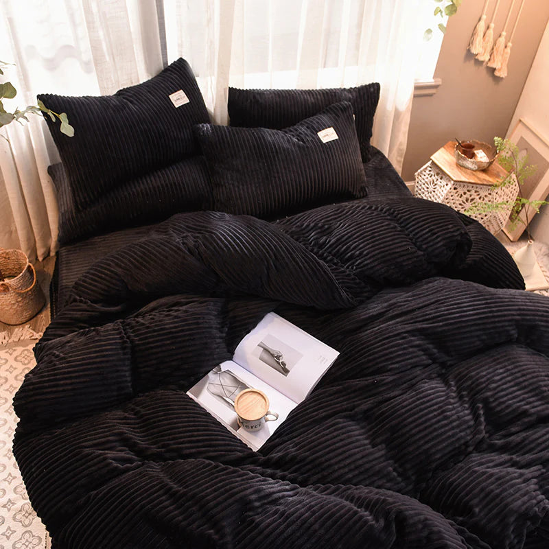 Luxury Corduroy Soft Velvet Fleece Quilt Set